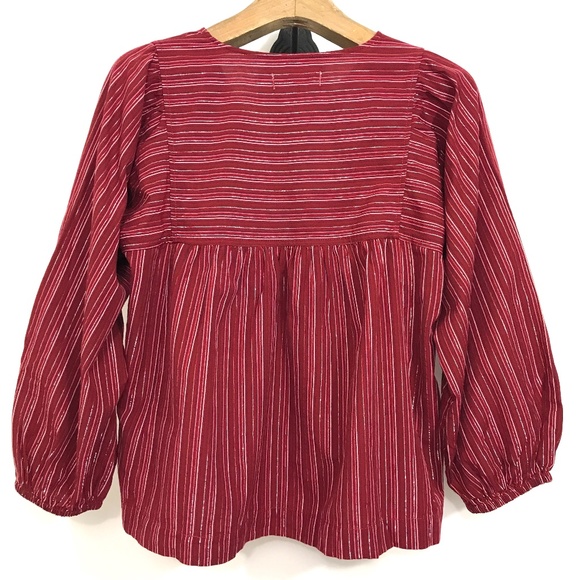 NWT Madewell Swingy Peasant Top in Metallic Stripe Size Medium - Picture 3 of 9